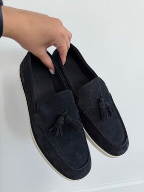 Zara Black Suede Tassel Loafers for Men